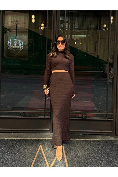 LB Laluna Butik Women's Blouse and Slit Long Skirt Set