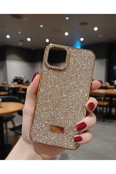 KumOziShop iPhone 12 ProMax Uyumlu Kamera Standlı Taşlı Premium Kılıf