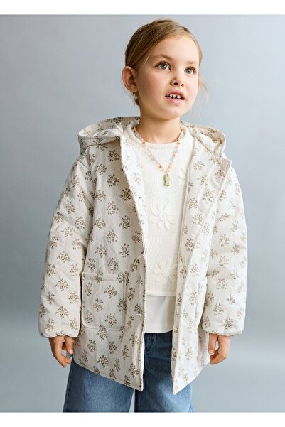 MANGO Baby Çiçek desenli uzun anorak