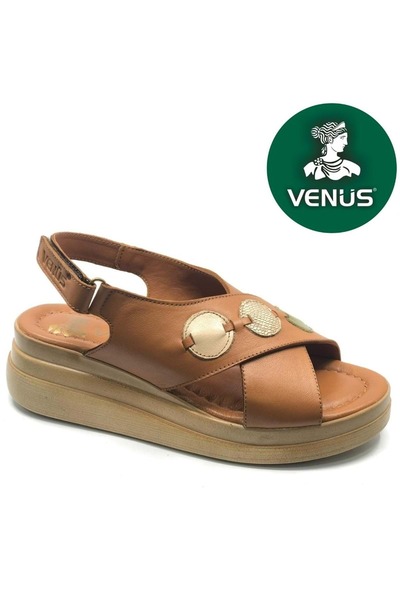 Venüs Hazzel Genuine Leather Comfort Orthopedic Women's Sandals Taba