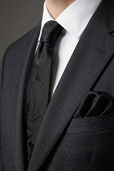 Milleniva نمط شال ربطة عنق سوداء ومنديل