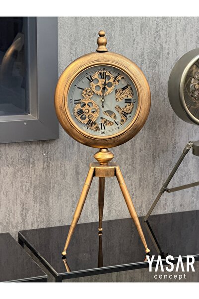 YASAR CONCEPT Retronis Metal Çarklı Tripod Masa Saati 29x66 Cm