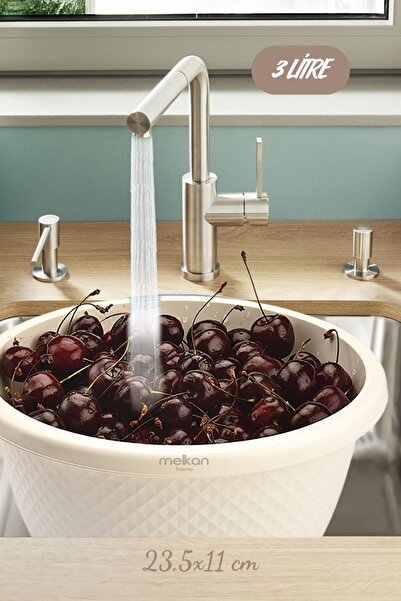 Melkan Home حوض 3 لتر - حوض تجهيز العجين والخلط والأطباق باللون الأبيض