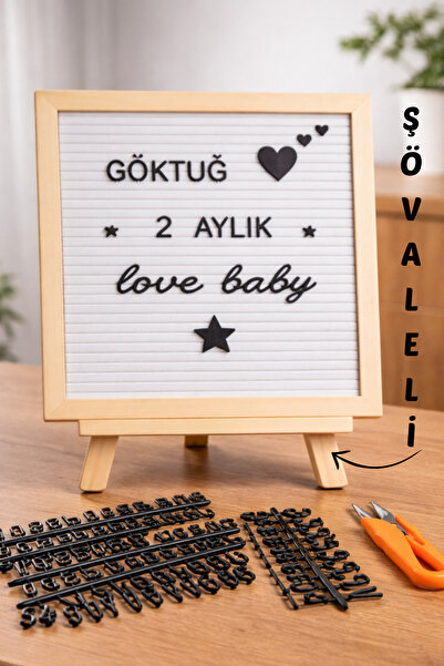 fikirstore Ahşap Şövaleli Ahşap Çerçeveli Özelleştirilebilir Beyaz Mesaj Pano...
