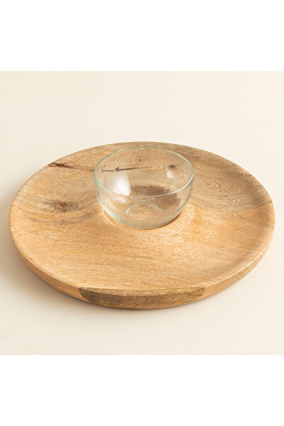 Chakra Orbed Dip& Chip Cam Kaseli Sunum Tabağı Natural