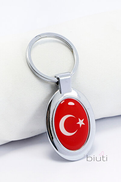 biuti سلسلة مفاتيح معدنية على شكل نجمة القمر الأحمر، سلسلة مفاتيح علم تركيا ل...