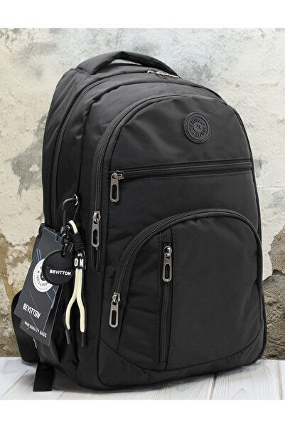 Bevitton Черна унисекс ученическа чанта, водоустойчива платнена унисекс учени...