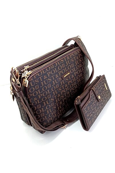 Just Polo Kadın Kahverengi Çanta Cüzdan Kombini