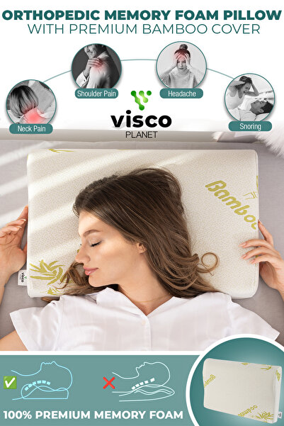 Visco Planet Visco Yastık Bambu Yastık Ortopedik Yastık Boyun Yastığı