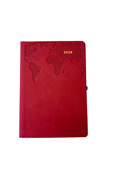 Mercan 2026 14X20 Red Thermo Leather Daily Agenda