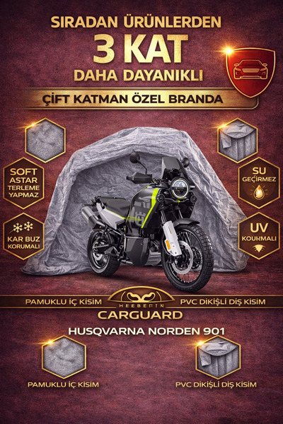 CarGuard Husqvarna Norden 901 Corded Motorcycle Tarpaulin Tent Cover - Miflon