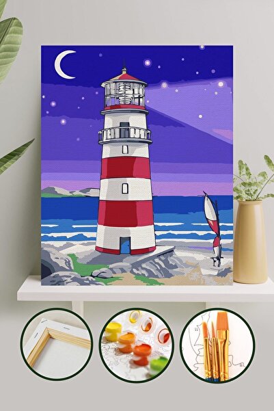 Palmiye Hobi Sanat Kırtasiye Sayılarla Boyama 40x50 Cm Tuval Seti Fırça Boya ...