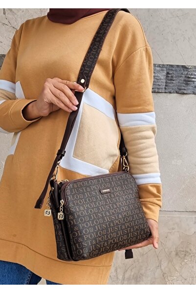 Just Polo Kadın Kahverengi 5 Bölmeli Çapraz Çanta Tm1127