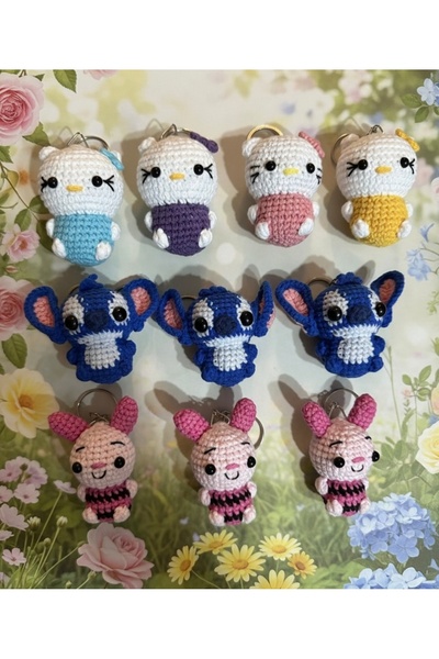 amigurumibaby Hello kitty stich örgü Amigurumi anahtarlık