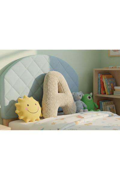 pufftable وسادة حرف A قطيفة، وسادة زخرفية، لون كريمي، قماش تيدي خروف، مقاس كبير