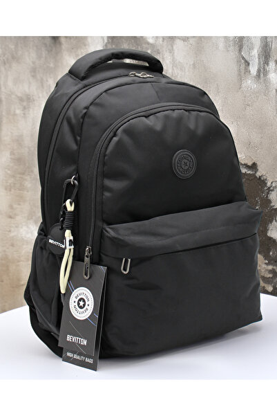 Bevitton 2200 Siyah Suya Dayanıklı Kumaş Okul Çantası Unisex Okul Sırt Çantası