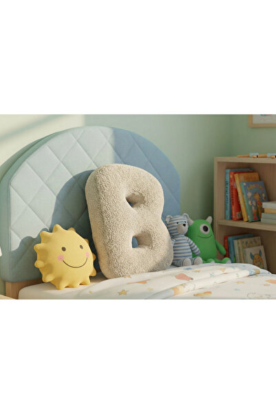 pufftable وسادة قطيفة على شكل حرف B، وسادة زخرفية، قماش تيدي كريمي مقاس كبير ...