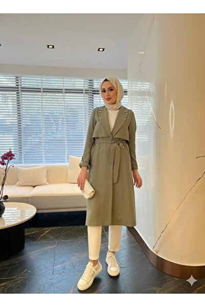 Moodbasic Stone-Embroidered Unlined Cupra Trench Coat