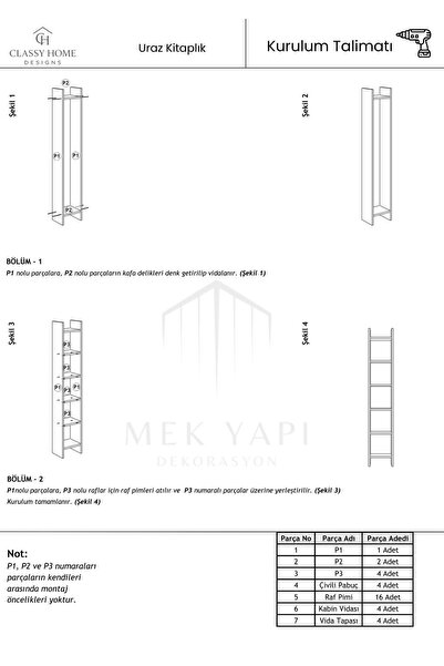 CLASSY HOME TASARIM CLASSY 106URAZ 5 RAFLI KİTAPLIK BEYAZ