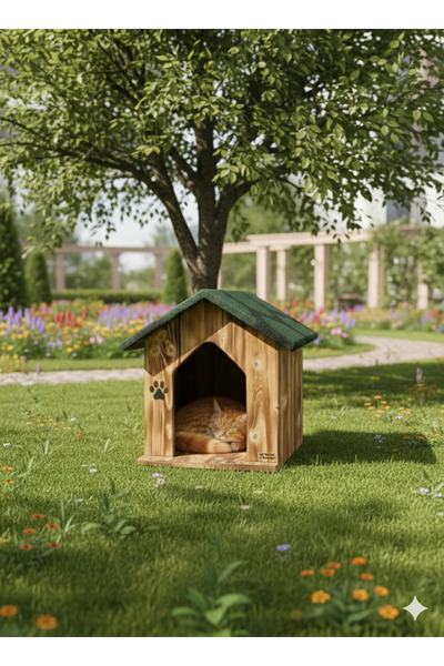 DivanAhşap LÜX KEDİ EVİ KULÜBESİ Yağmur Ve Soğuk Geçirmez Yalıtımlı 1.Sınıf D...