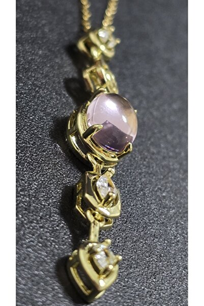 stainles steel Pembe Taşlı Paslanmaz Çelik Kolye