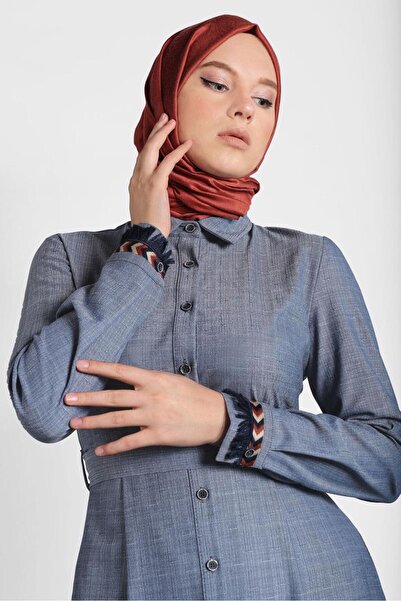 Alvina BOYDAN DÜĞMELİ KUŞAKLI ELBİSE 40214