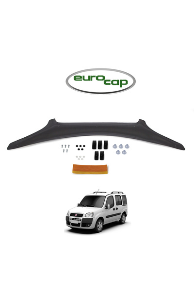 EUROCAP Fiat Doblo Ön Kaput Koruma Rüzgarlığı 3mm Akrilik (ABS) Parlak Siyah ...