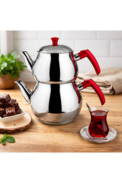 COCEM Orta Boy Çaydanlık Seti – Paslanmaz Çelik – Alt Üst Demlik Takımı 🏠 Ev...