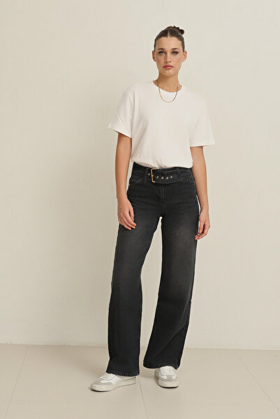 Setre Black Belt Detailed Relaxed Fit Jeans