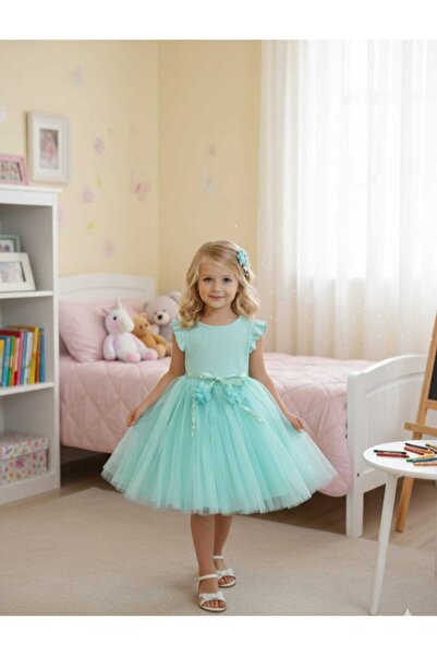 Retro Women Зелена пола с волани от тюл за момиче, специален повод, рожден де...