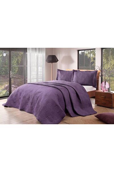 Taç Yatak Örtüsü Seti Perla Mor Çift Kişilik
