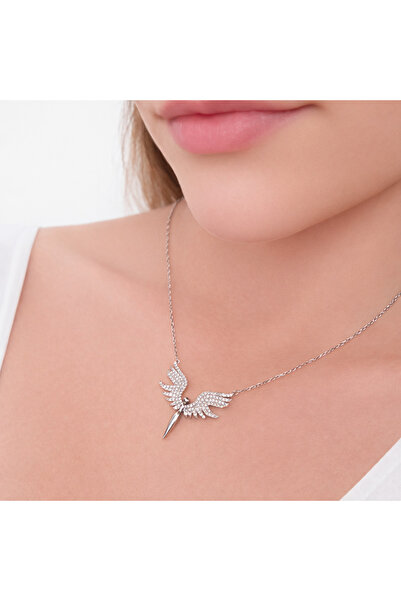 Silver Sevgililer Günü Özel 925 Ayar Gümüş Melek Kanatlı Kolye – Hediye Kutul...