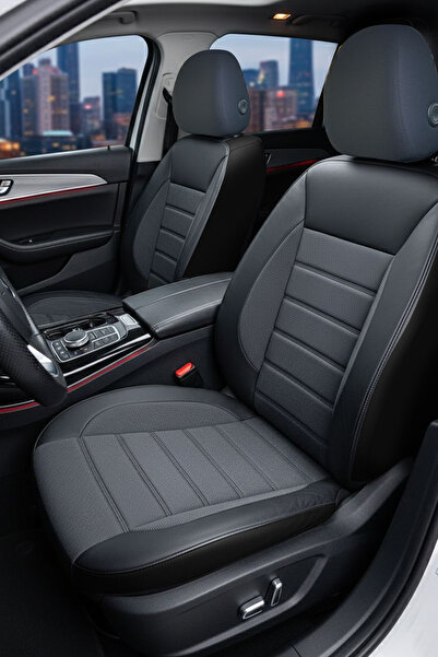 GM-DESIGN غطاء مقعد السيارة العالمي من قماش بيكيه باللون الرمادي من سلسلة سبي...