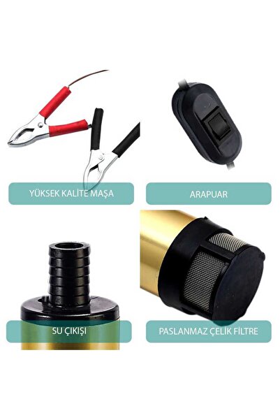 Kemos Delice Alüminyum Gövdeli 12 Volt Sıvı ve Mazot Aktarma Pompası 4 Metre Hortumlu