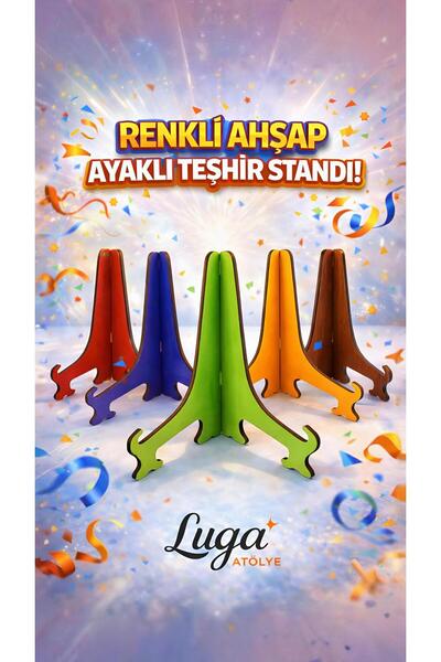 LUGA ATÖLYE ورشة عمل Luga - حامل عرض عملي بأرجل خشبية