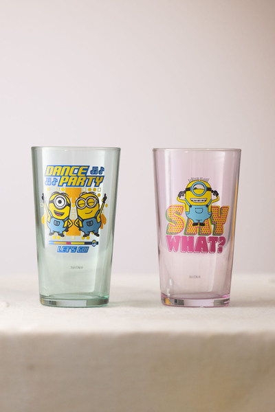 Rakle Minions Set of 2 Glasses Pink-Green 570 Cc