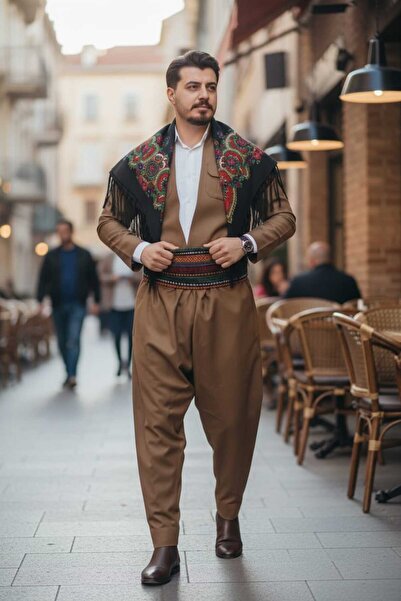 bilqasmi Erkek Yöresel Elbise Botani Desenli – Şalvar Takımı, Şal U Şepik Puş...