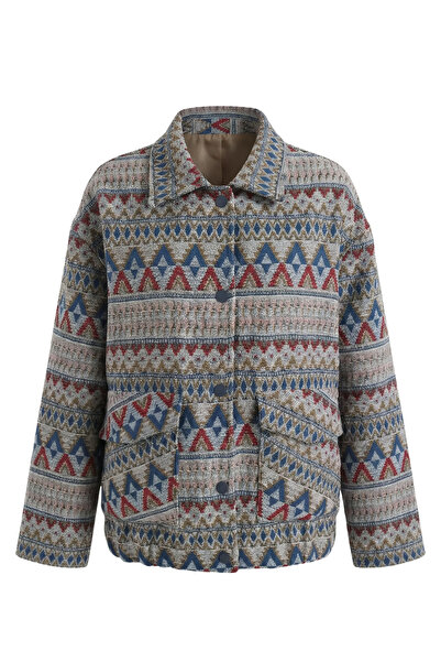 Retrobird Design Brooklyn Bomber Jacket pentru femei gri-albastru