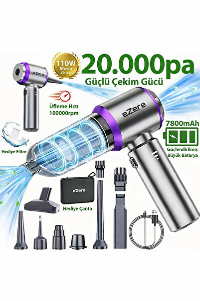 Ally Ezere 000pa Güçlü Portatif Taşınabilir Vakumlu Kablosuz Üflemeli Mini Ar...