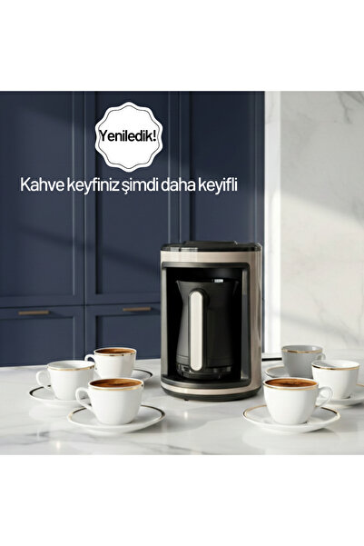 ROBX Kahve Ruhu Bol Köpüklü 4 Fincan Kapasite Tam Otomatik Türk Kahve Makinesi