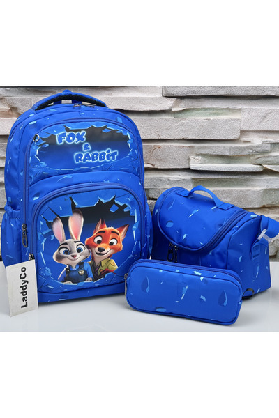LaddyCo Primary School Bag Boy's 3-Piece Set Blue First School Bag Character ...