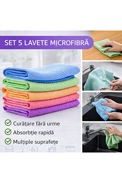 SMARTECH Lavete din microfibră, set de 5 piese, 25x25cm, multicolore