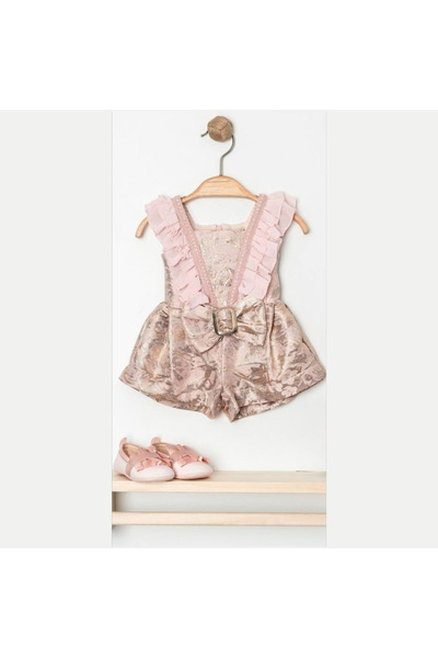 Micii Ștrumfi Salopetă elegantă pentru fete cu balerine - Mandinga, brocart