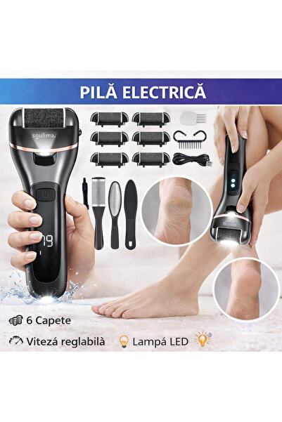 Soulima pilă electrică pentru picioare + set de pedichiură
