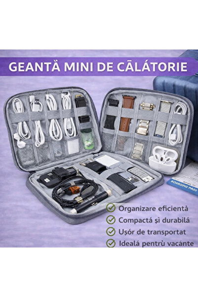 SMARTECH Mini Travel Organizer Bag for Watches, Chargers, Cables, 22x16cm