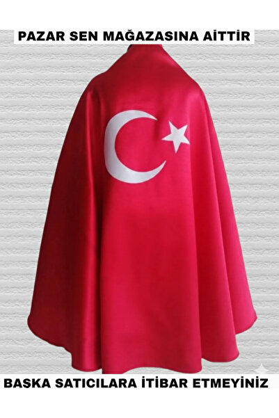 Genel Markalar 23 Nisan Özel Türk Bayraklı Kırmızı Gösteri Pelerini