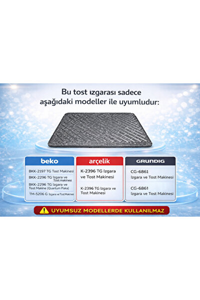 Arçelik Beko Grundig Tost Makinesi Plate Quantum Plaka Izgara Yüzeyi 1 Adet 9...