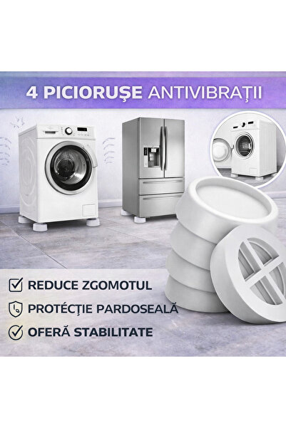 SMARTECH Set 4 tampoane antivibrații pentru mașină de spălat, frigider, reduc...