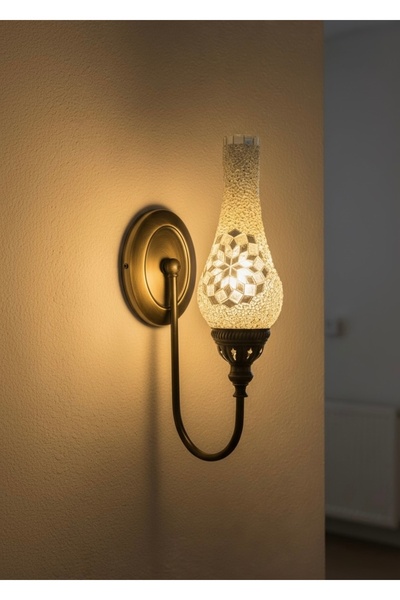 YILDIZ Eskitme Mozaik Gaz Lambası Aplik | Dekoratif ve Otantik Duvar Aydınlat...