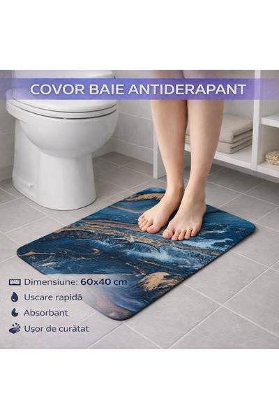SMARTECH Non-slip Absorbent Quick-dry Bath Mat (Blue, 60x40 cm)